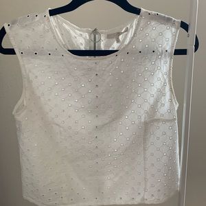 Cropped lace tank blouse